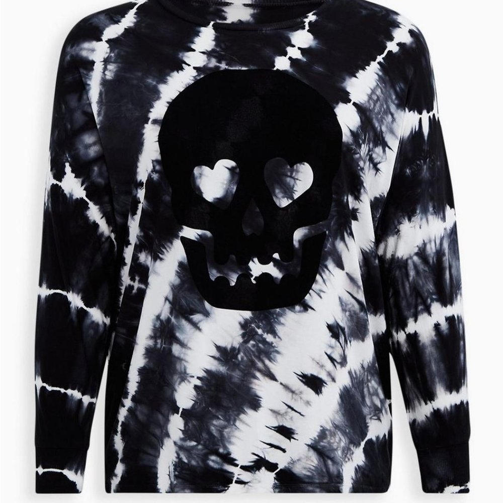 TORRID LoveSick Super Soft Skull Black & Ivory Tie-Dye Tee 3 PLUS OOS